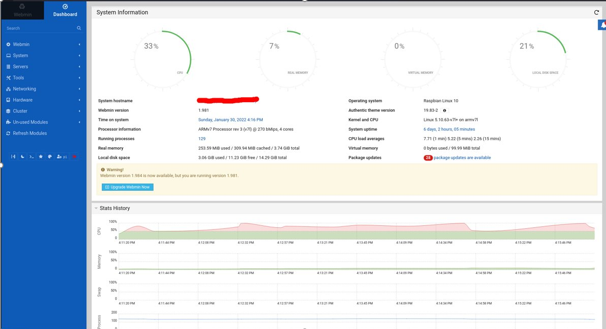 Initial Webmin setup